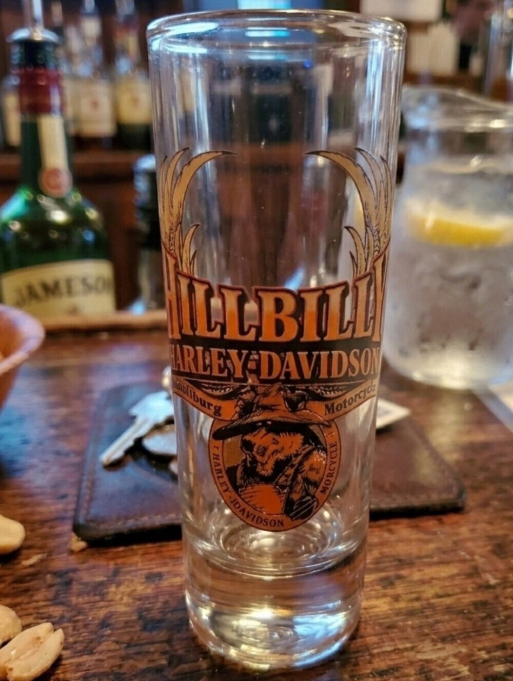 Hillbilly Harley-Davidson Gatlinburg TN Tall Shot Glass Smoky Mountain Outpost